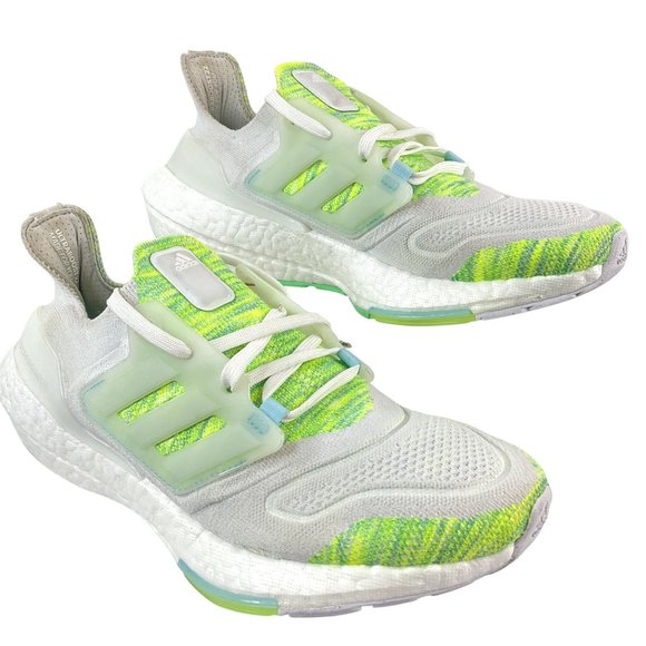 Adidas Shoes Womens Size 8 White Neon Green Running Ultraboost 22 Cushion $190 - Picture 1 of 16